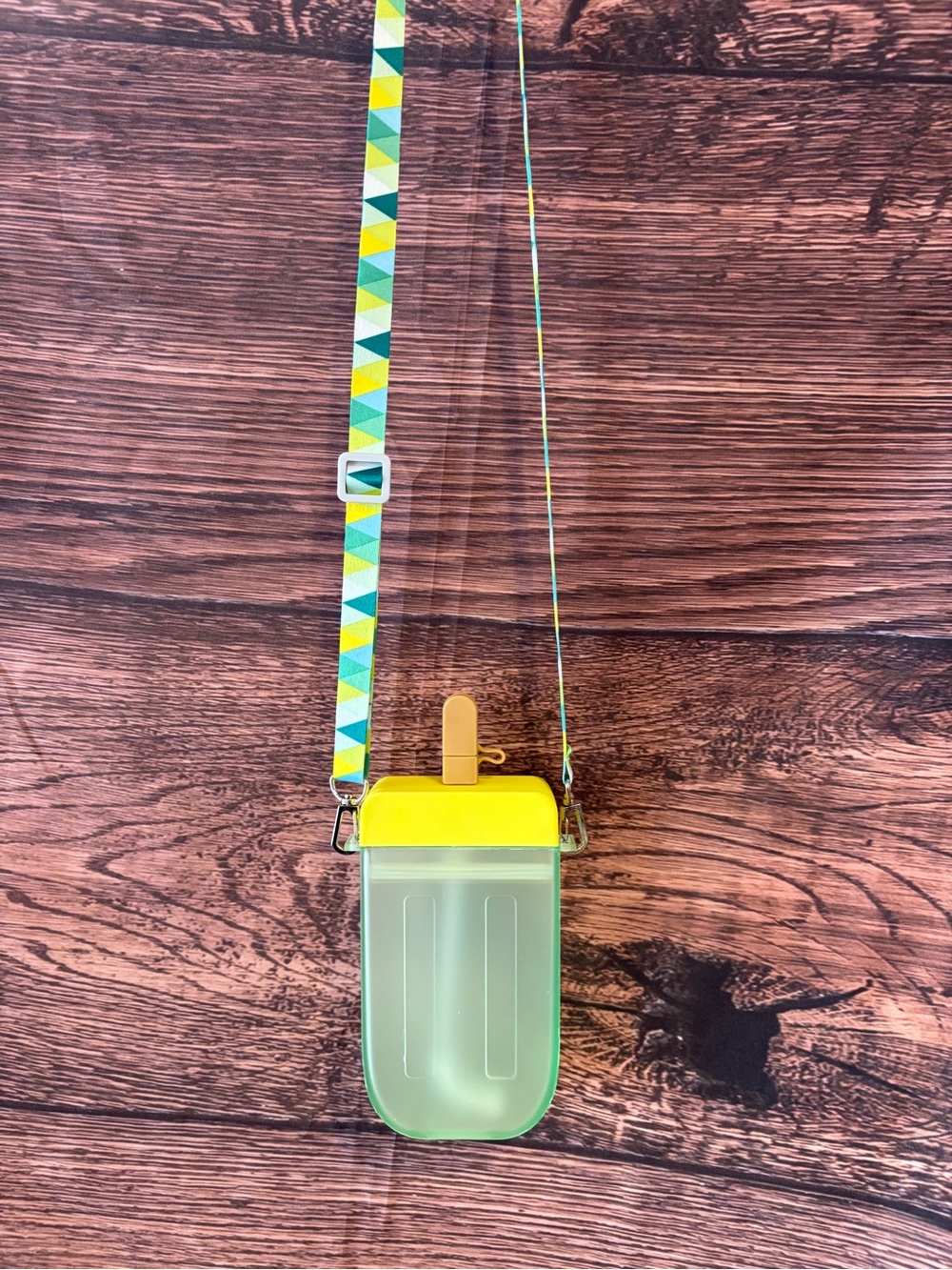 Kids creamsicle water/ canCrossbody Pouch in Yellow and Green - Adjustable Strap
